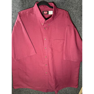 Red Kap Men's Solid Dark Red Long Sleeve Button Down 1 Pocket Industrial (3XL)
